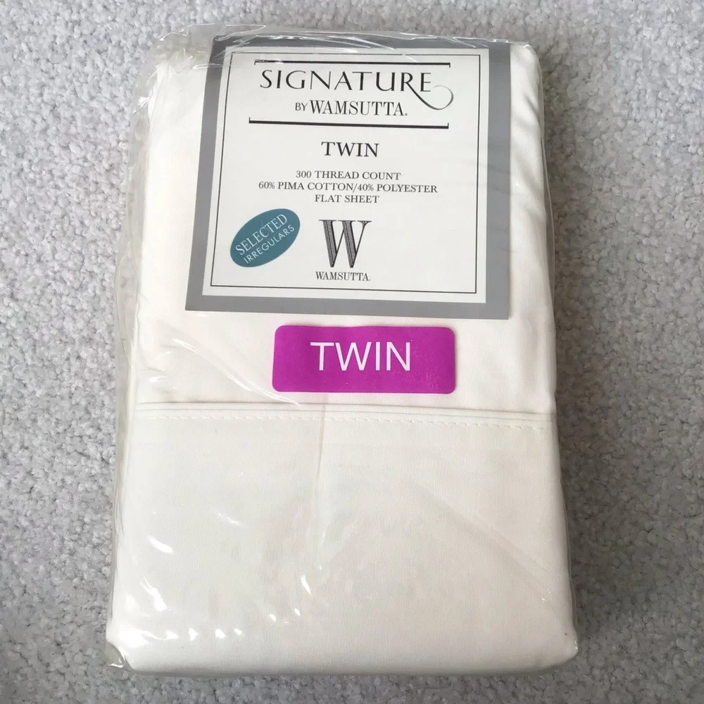 New Signature Twin White Flat Bed Sheets